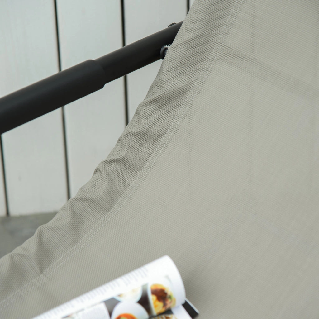 Poltrona a Dondolo da Giardino con Poggiapiedi e Tasca ¨C Xylo ¨C Nero e Grigio 150x62x88 cm