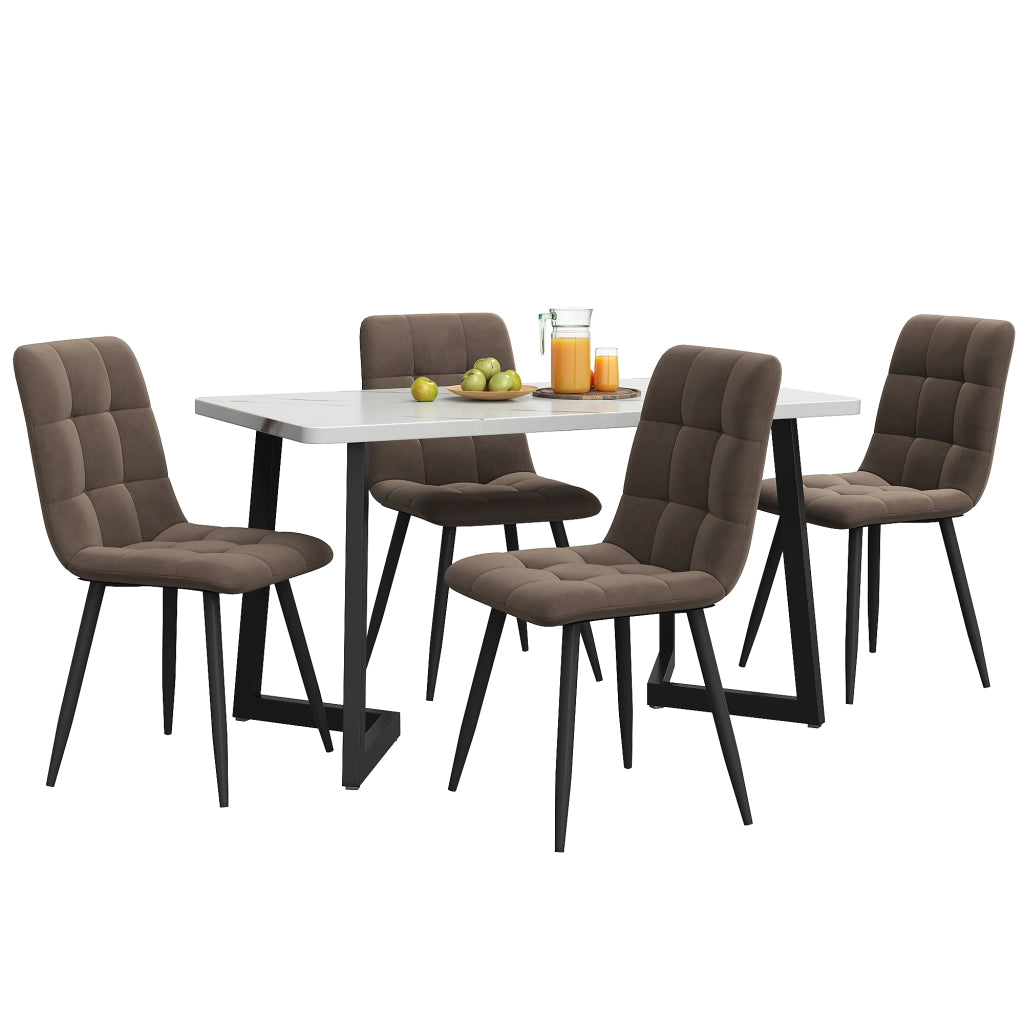 Tavolo da pranzo con 4 sedie in MDF, set rettangolare marrone, per cucina e sala da pranzo, 117 × 68 × 75 cm