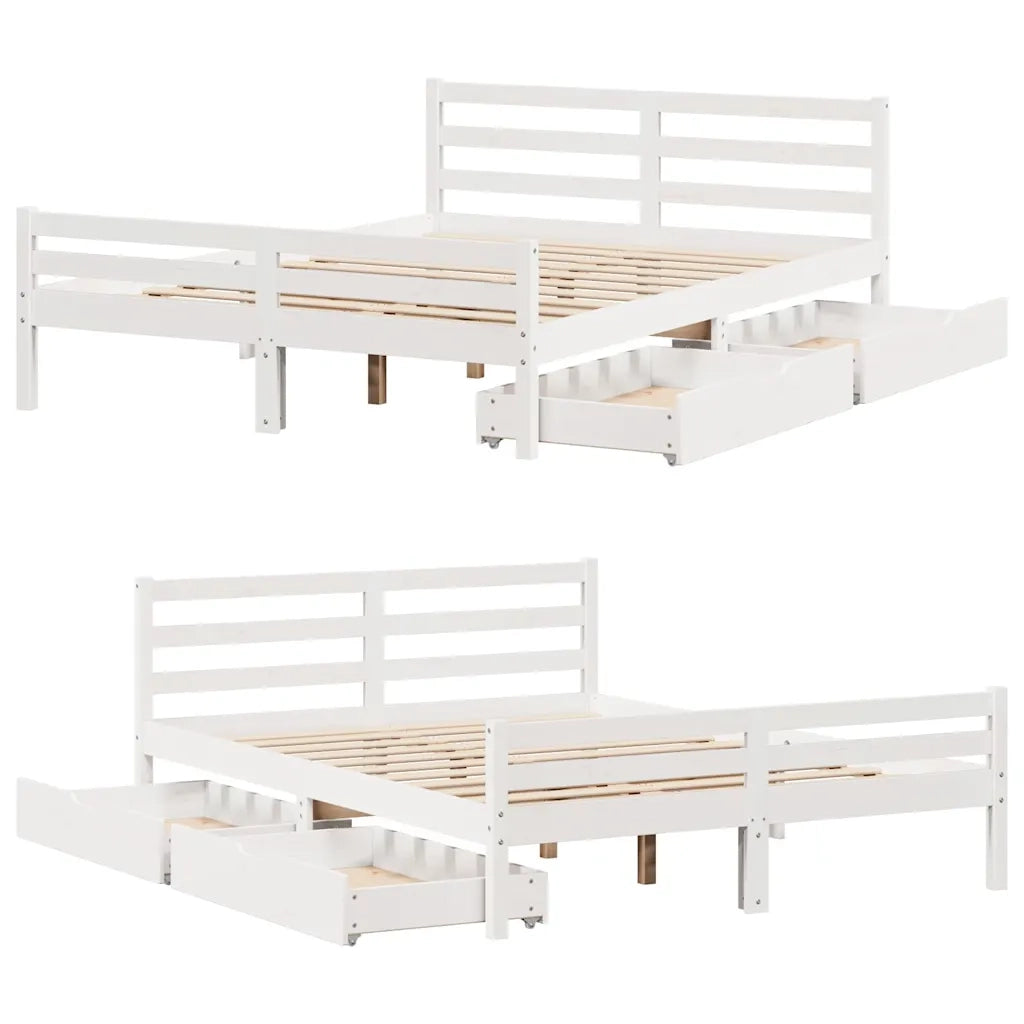 Letto matrimoniale | Letto per adulti | Letto senza Materasso Bianco 140x200 cm Legno Massello di Pino