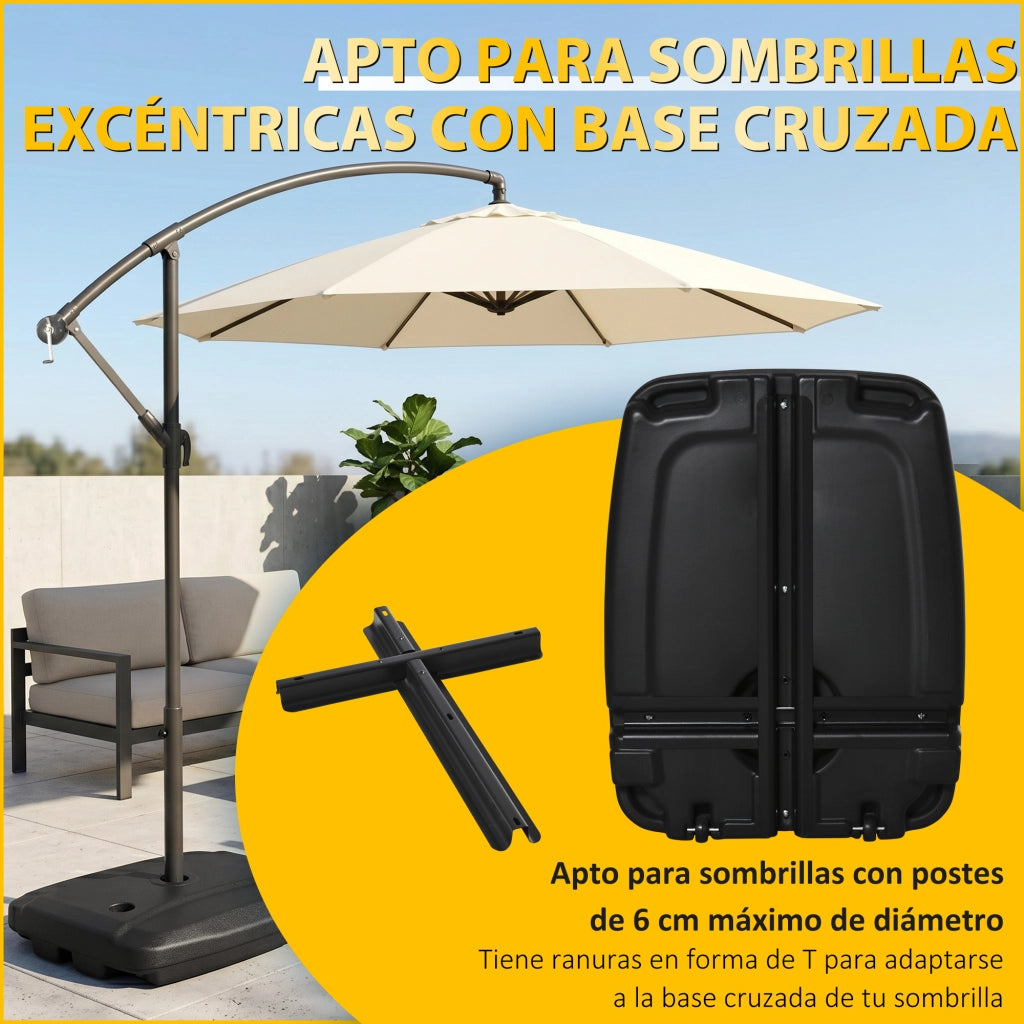 Base per Ombrellone con Ruote Riempibile d'Acqua ¨C Zephmum ¨C 80x60x17 cm Nero