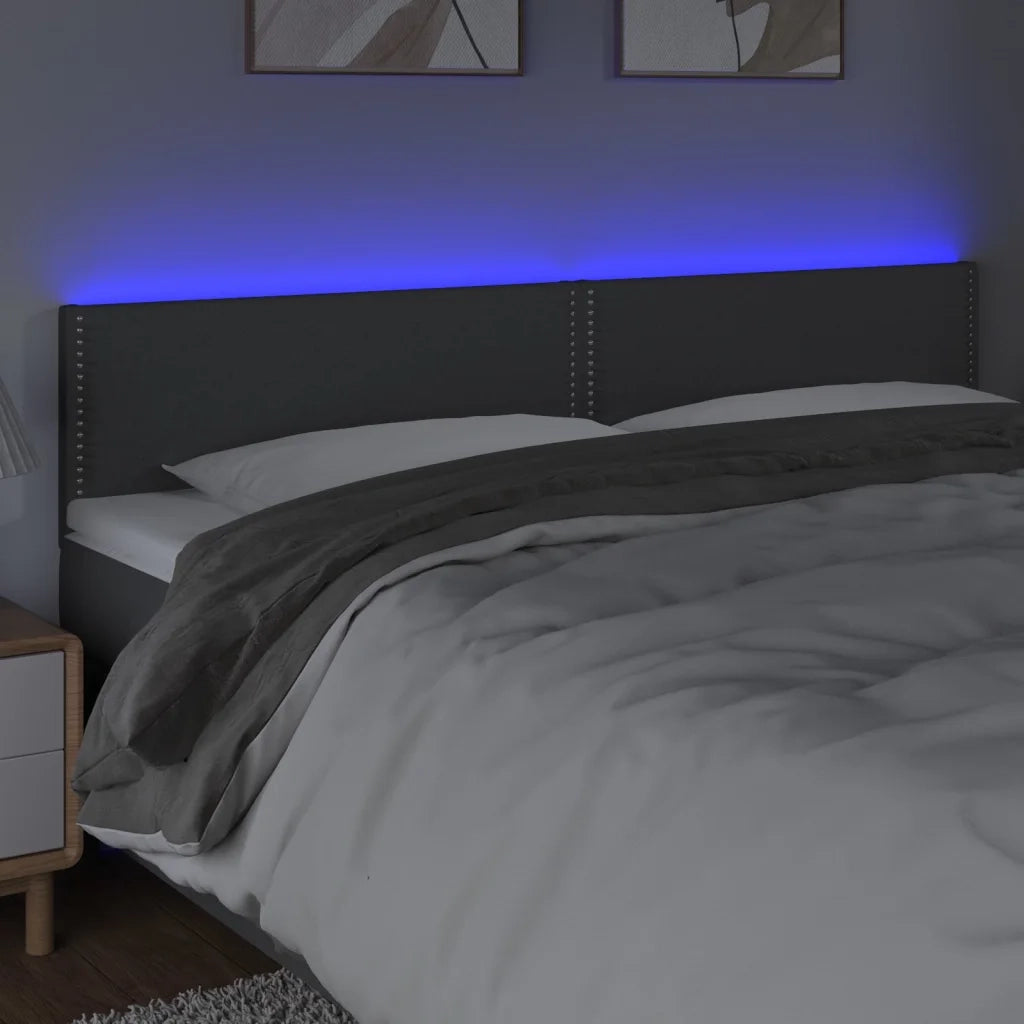 Testiera a LED-Testata con LED Grigio Scuro 200x5x78/88 cm in Tessuto 142391