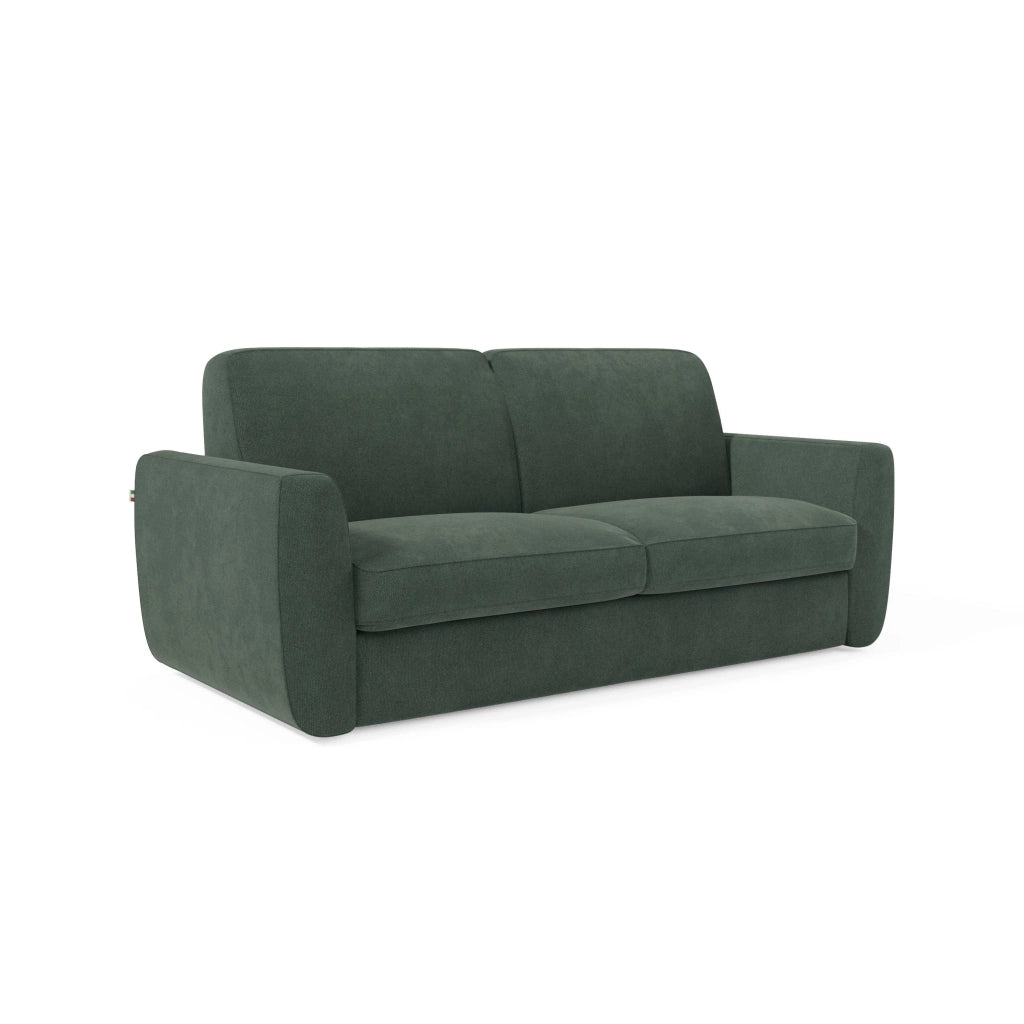 Leonida Divano letto sfoderabile e materasso H18 cm - vano portaguanciali in tessuto Smacchiabile T23 222 cm verde