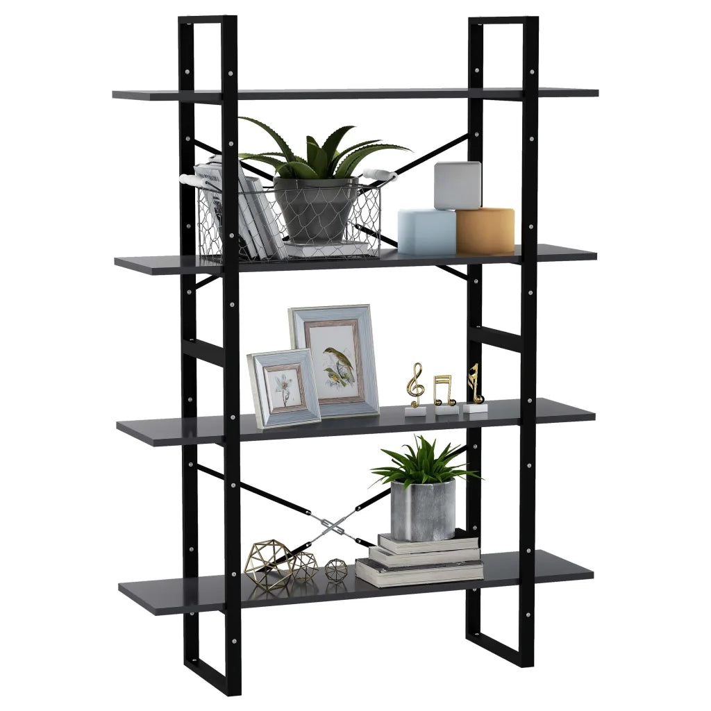 Libreria a 4 Ripiani Grigia 100x30x140 cm in Legno Multistrato 806479