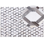Tappeto tappetino Grigio Pelle 160 x 230 cm Patchwork Pelle Bovina Geometrico Rettangolare Moderno