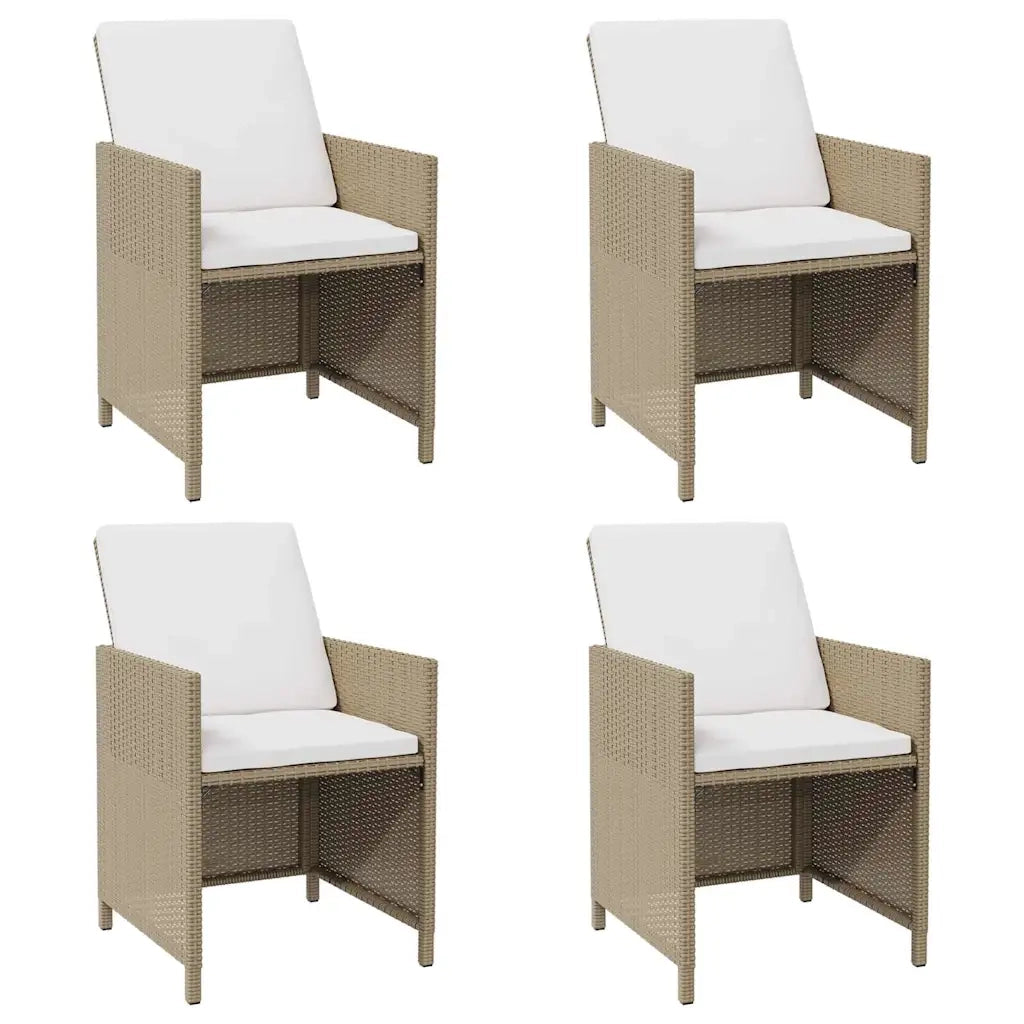 Sedie da Giardino con Cuscini 4 pz | Sedie da Esterno in Polyrattan Beige