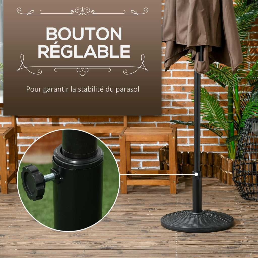 Base per ombrellone rotonda in resina ¨C zephmum ¨C nero, effetto rattan, 44.5x32 cm
