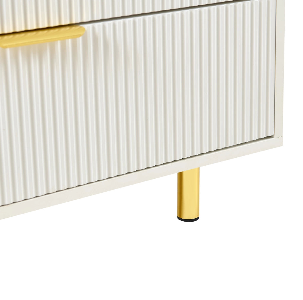 Set di mobili contenitori modulari con 9 cassetti in MDF bianco e oro