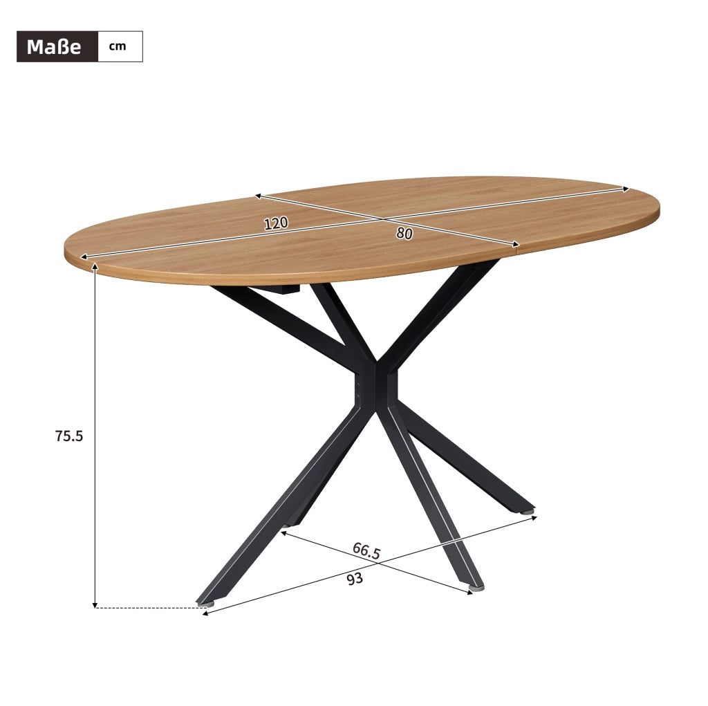 Tavolo da pranzo 120x80x75.5 cm in MDF; per 4-6 persone; naturale