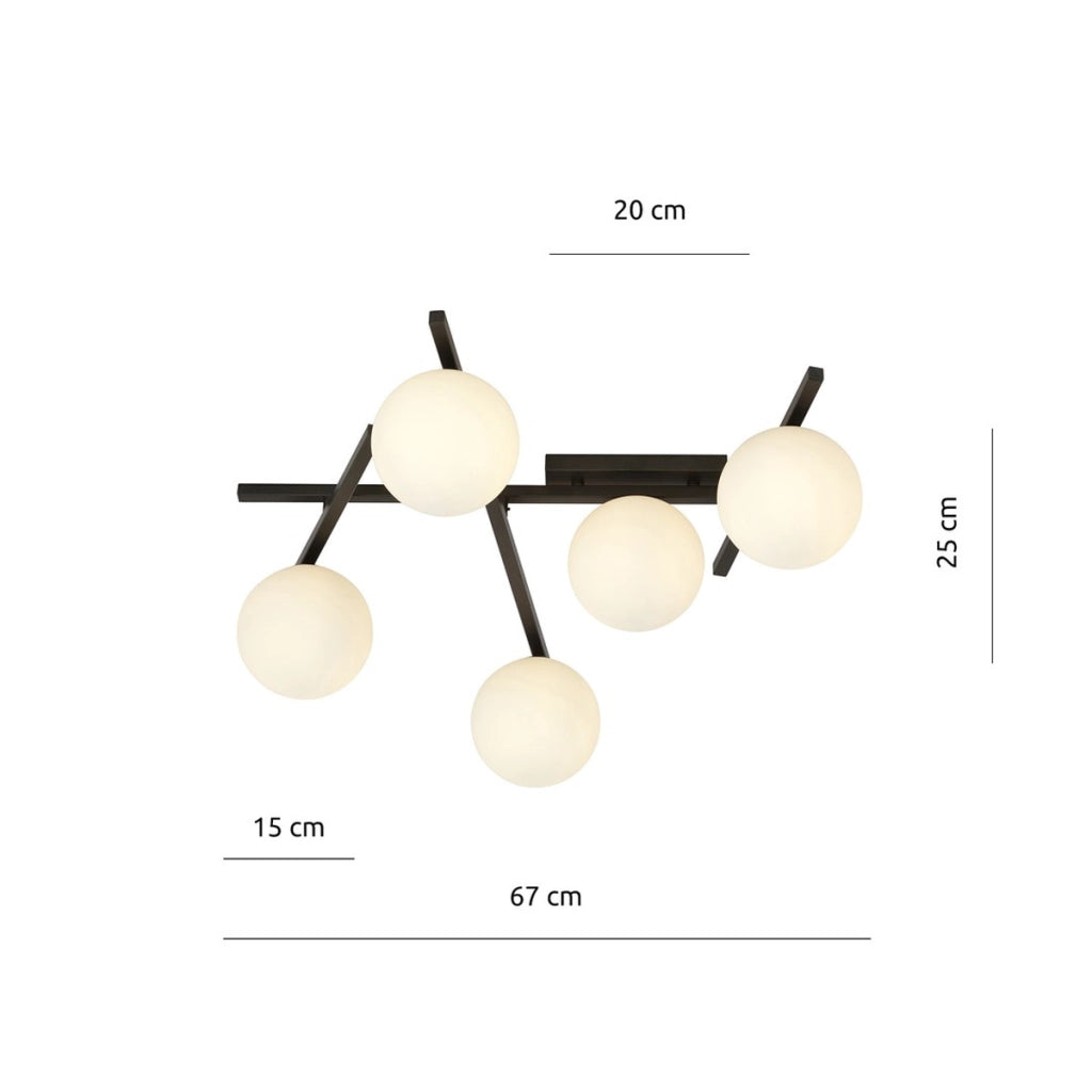Lampada a sospensione SMART in acciaio nero e vetro opalino