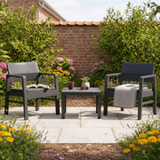 Salottino Outdoor Floritan, set Salotto da Esterno 2 Posti Made in Italy, Nero Antracite