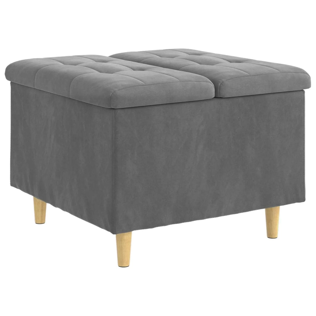Pouf contenitore Grigio scuro 60 x 60 x 45 cm Velluto 876826