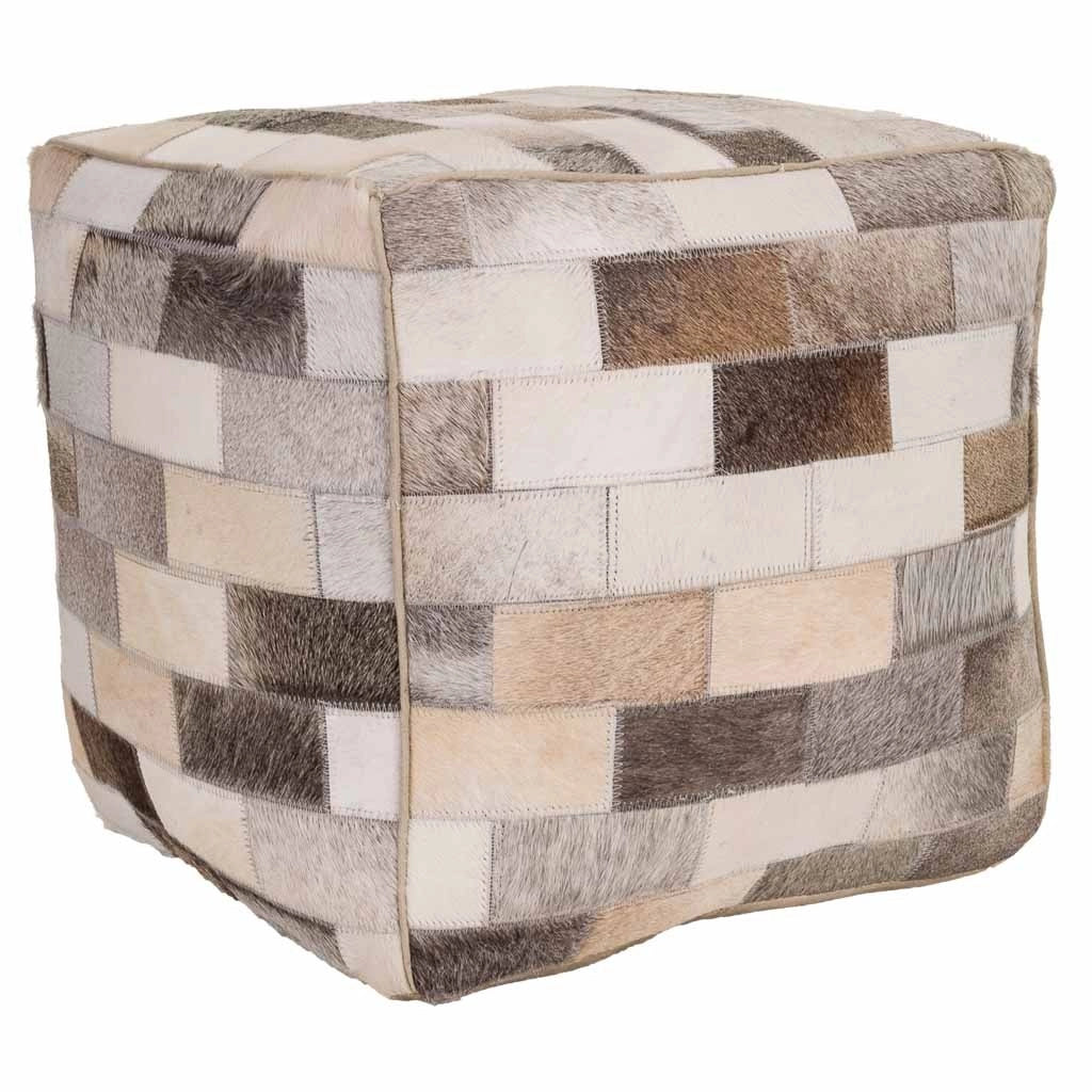 Pouf in pelle marrone 44x44x44h cm