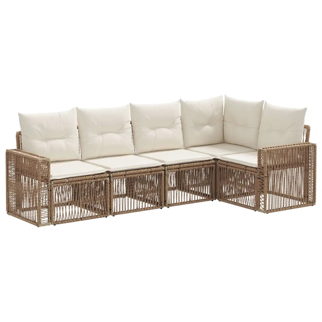 Set Divano da Giardino 5 pcs Beige e Bianco Crema polyrattan 3435123