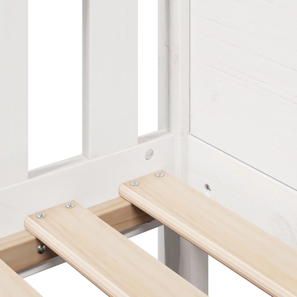 Giroletto Casetta Bambini Bianco 80x160 cm Legno Massello Pino