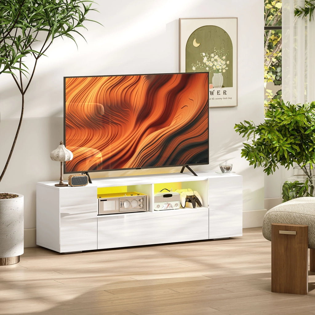 Mobile TV con luci LED ¨C zephmum ¨C bianco 137x35x42 cm