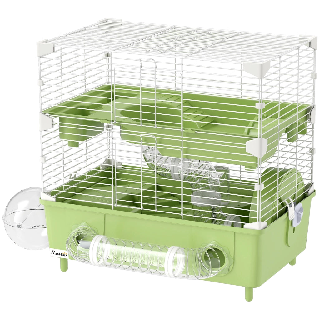 Gabbia per criceti a 2 livelli con ruota ¨C Minimal ¨C 44.5x28x44cm verde