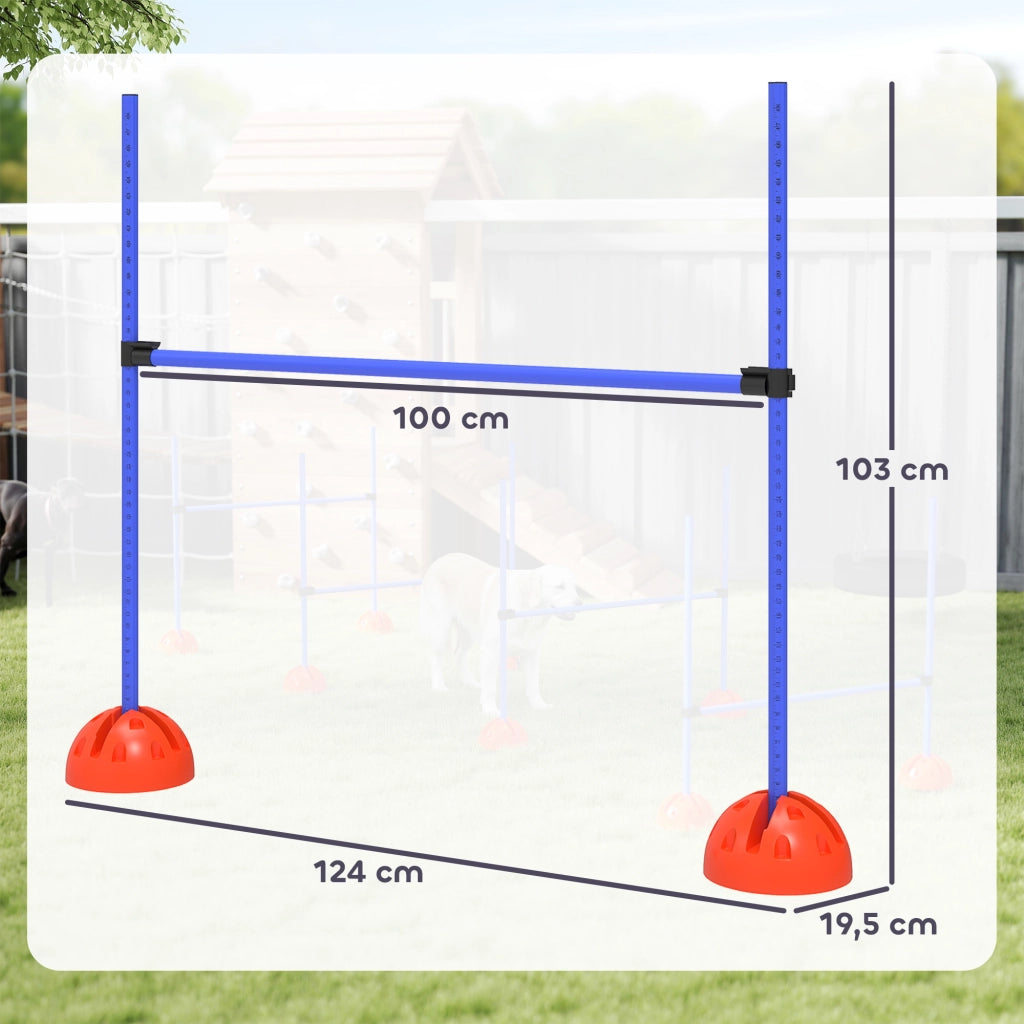 Set Agility per Cani 4 Pezzi ¨C Xylo ¨C con 4 Ostacoli e Borsa da Trasporto, Blu
