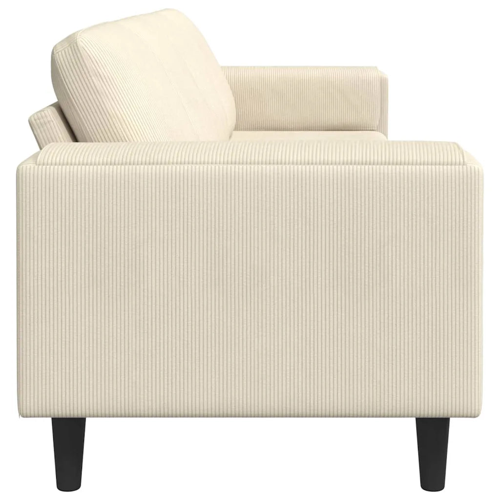 Divano in tessuto con cuscino Crema 208 cm Tessuto in velluto a coste