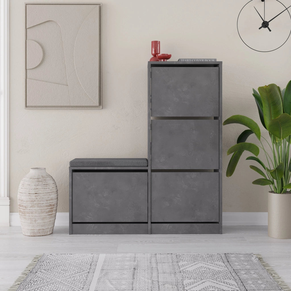 Scarpiera in legno "Dude" - 105 x 26 x 118 cm - Grigio