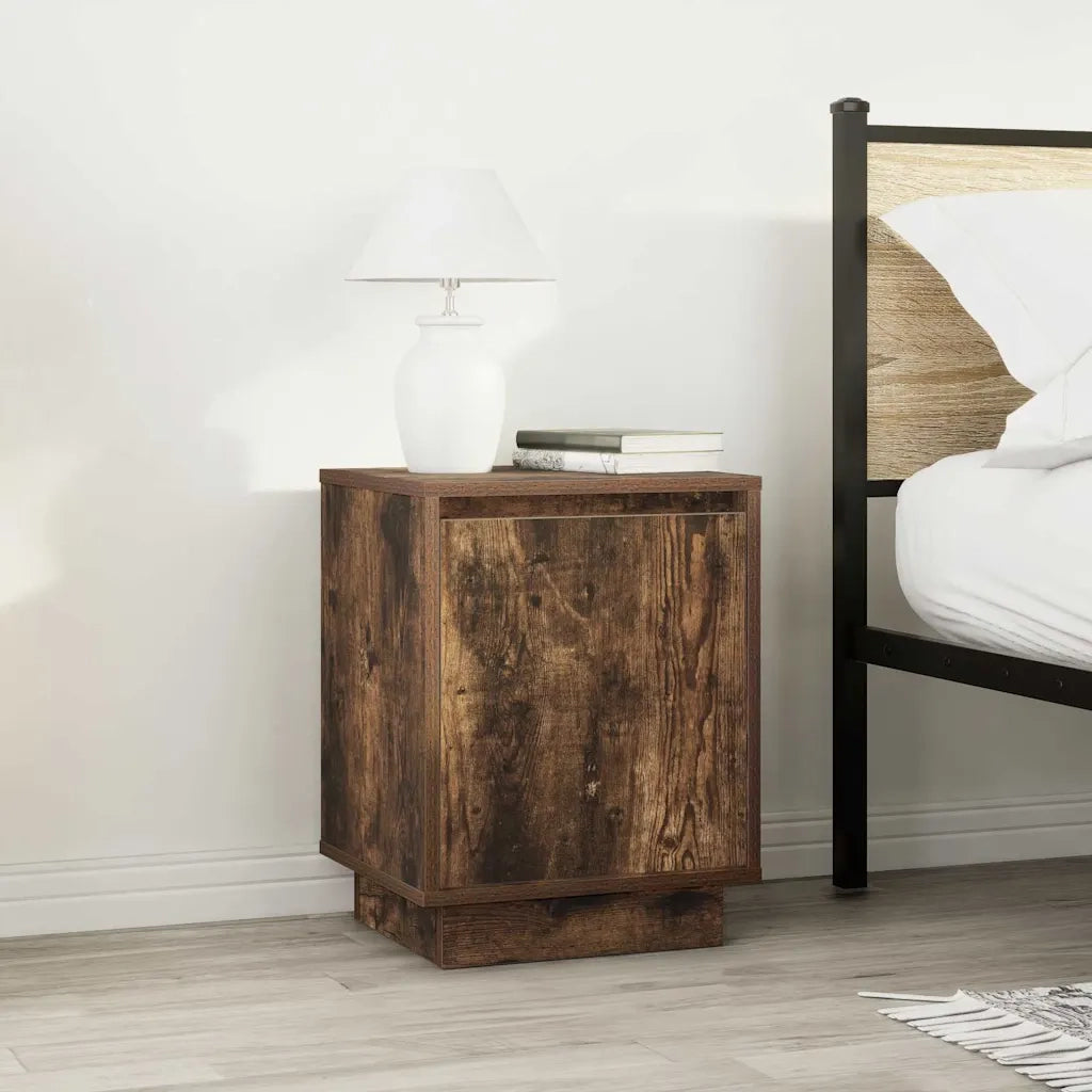 Comodini con Luci a LED 2 pz Rovere Fumo 38x34x50 cm 861274