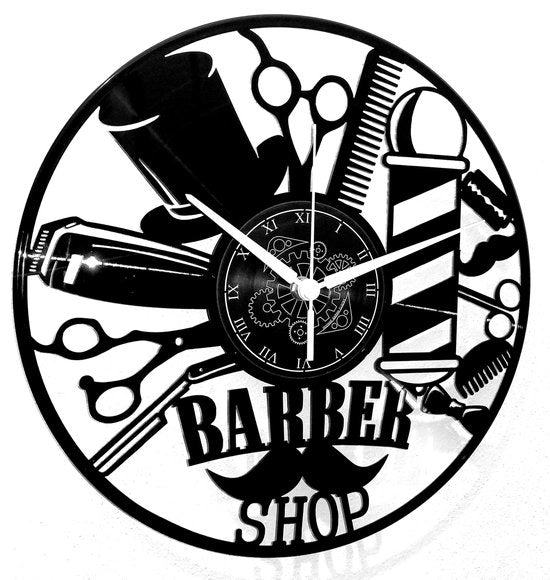 Ora Karma per Barbiere | Salon di Bellezza | Orologio da Muro per Barbiere | Nessun Suono Tictac, Design Vintage Regalo (nero B6)
