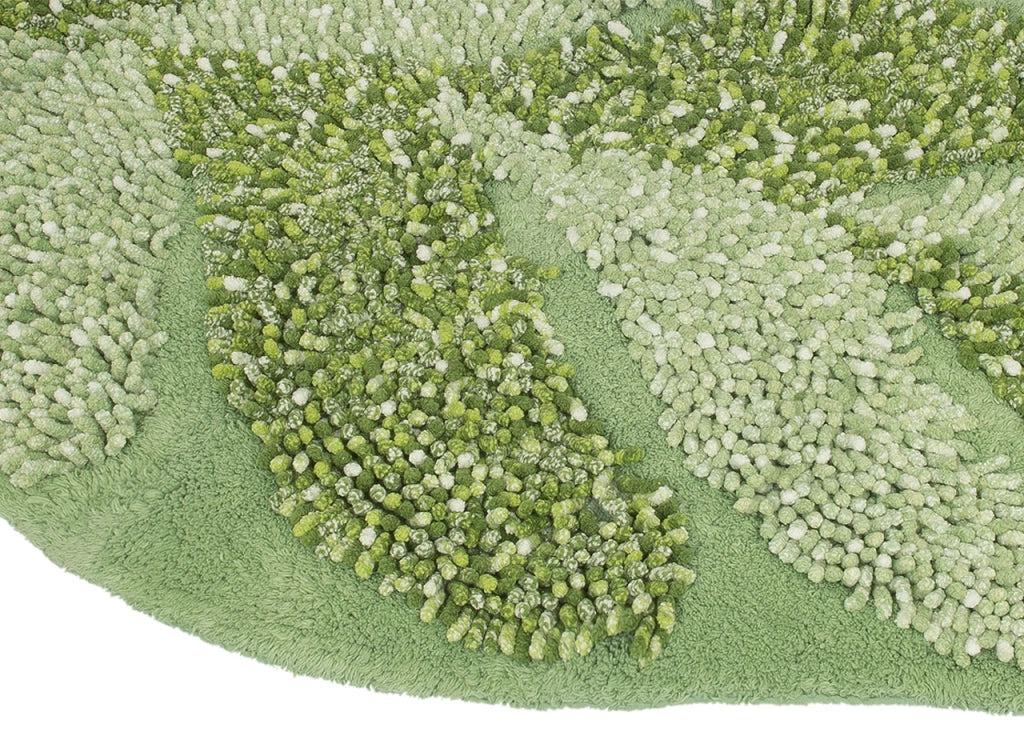 Tappeto A Foglia Casa Bagno Cotone Spugna Morbida Antiscivolo Leaf Salvia