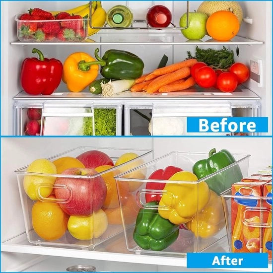 Organizzatore per frigorifero, set - camera di magazzino, snack, lattine, cucina, ALTA QUALITÀ MATERIALE, 4 pezzi