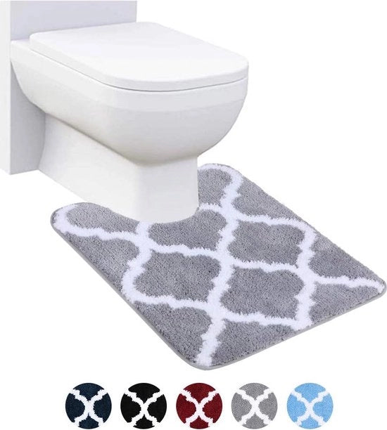 Mat antisfregamento per wc, lavabile, tappeto per wc con fori, morbido e alta densità, 50 x 60, grigio
