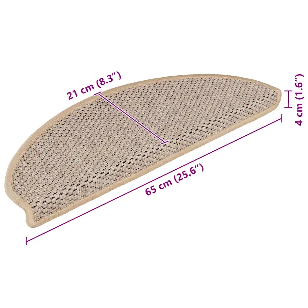 Tappeti Adesivi Scale Aspetto Sisal 15pz 65x21x4cm Beige Chiaro 326880