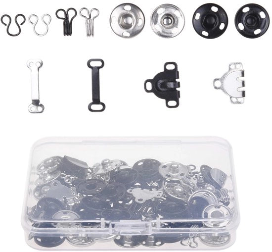 50 paia di punterelli per cucire, viti a pressione per cucire - Riparazione di cuciture a pressione - Magliette, gonne, pantaloni, giacche, pantaloni - Fai da te, artigianato - Viti a pressione metalliche - Nera argento