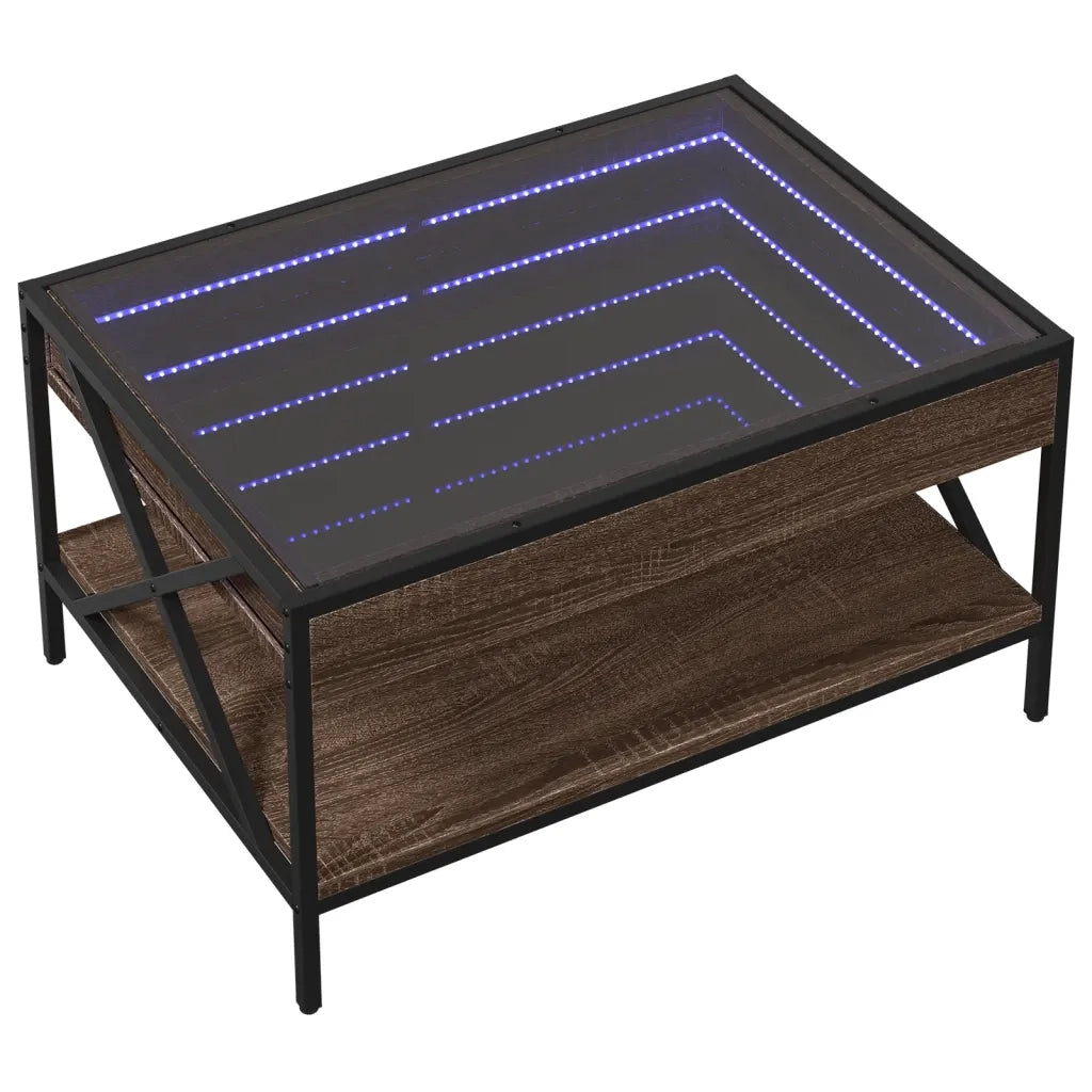 Tavolino da salotto | Tavolino da caff¨¨ | Tavolino da Soggiorno con LED Infinity Rovere Marrone 70x50x38 cm