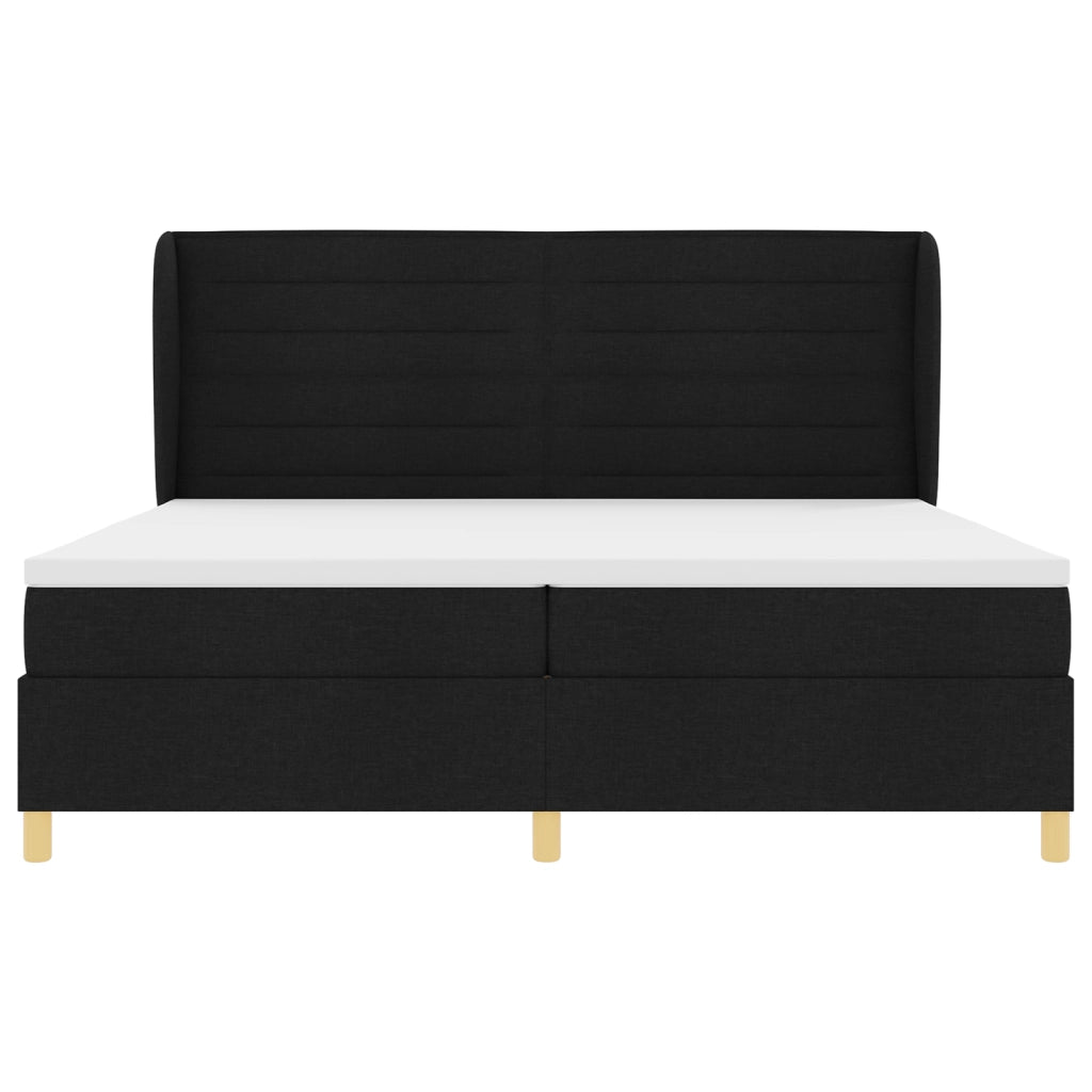 Letto box spring  con materasso Nero 200x200 cm Tessuto
