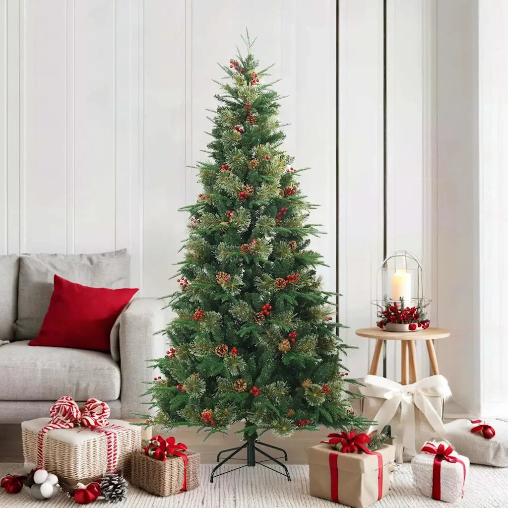 Albero di Natale Artificiale con Rami Pieghevoli Verde 180 cm