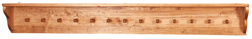Biscottini Attaccapanni a mensola in legno massello di tiglio finitura naturale L200xPR22xH27 cm. Made in Italy