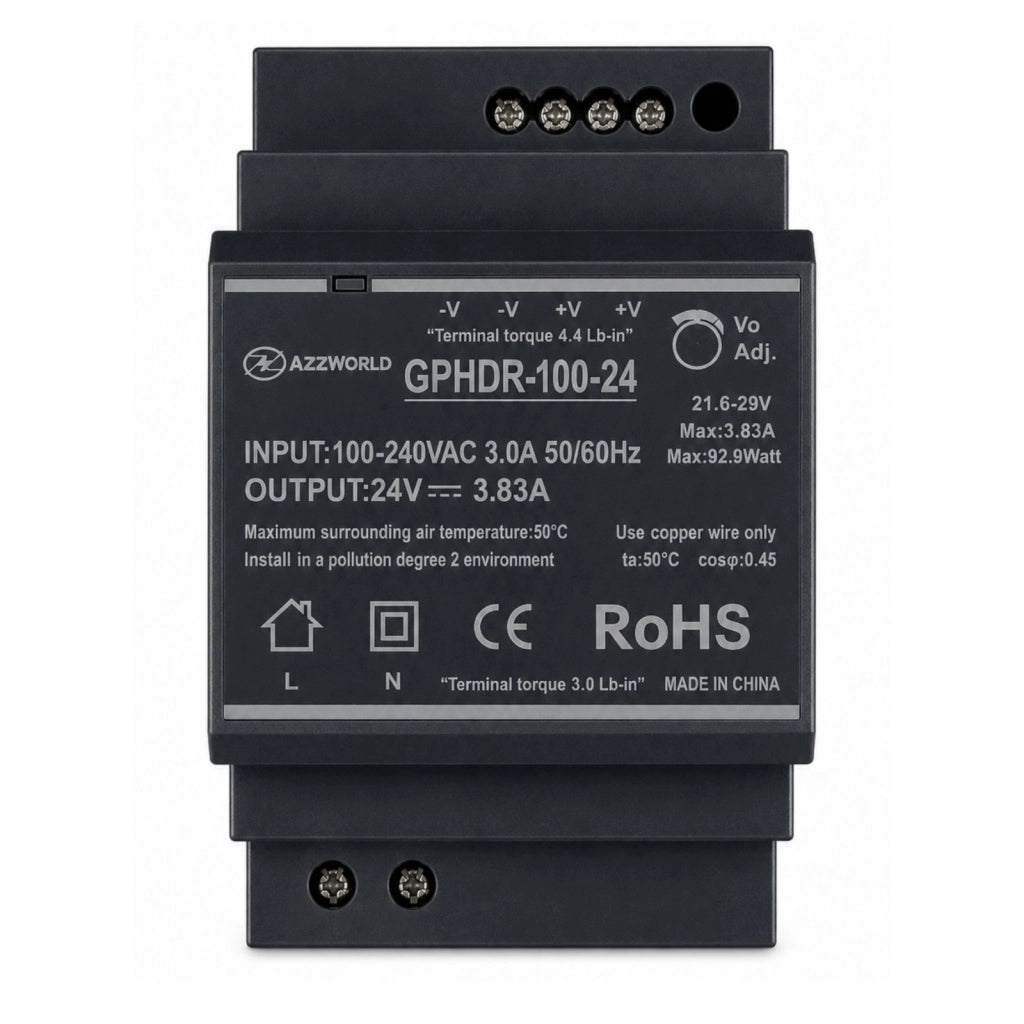 Alimentatore Trasformatore Da Guida Barra DIN 100W, 4 Moduli, Serie HDR-100, Disponibili DC 12V 24V (DC 24V)
