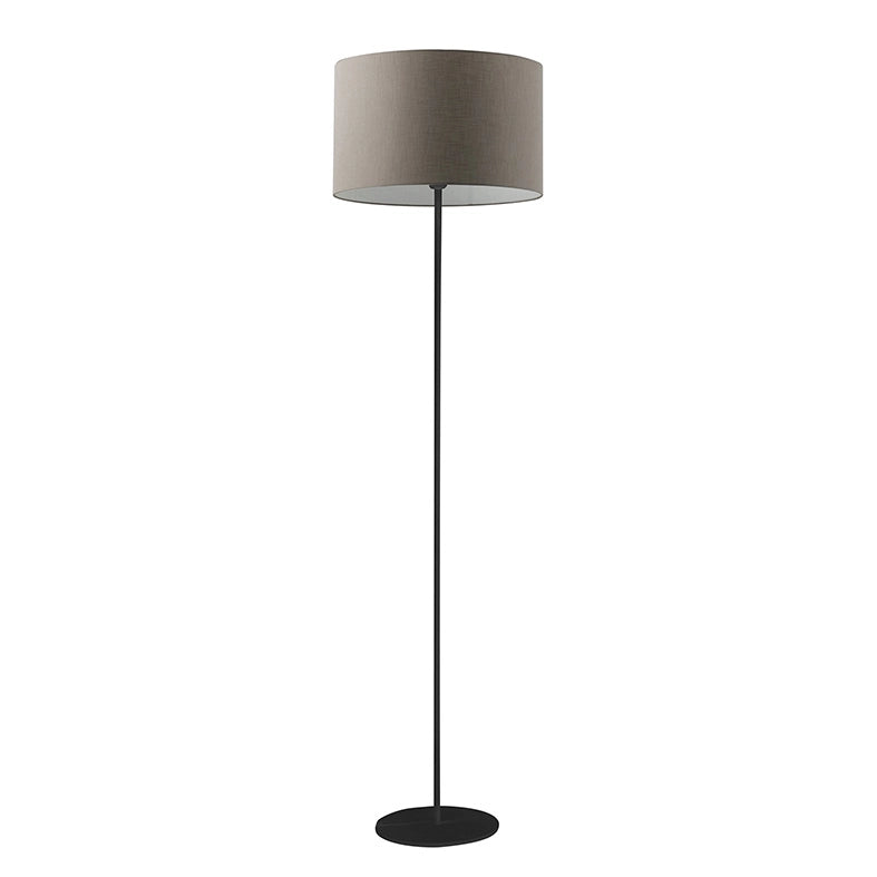 Vivien Piantana Nera - Lampada da Terra con Paralume Cilindrico Tortora, Attacco E27, Potenza 75W, Grado IP20, Altezza 48cm - Rossini