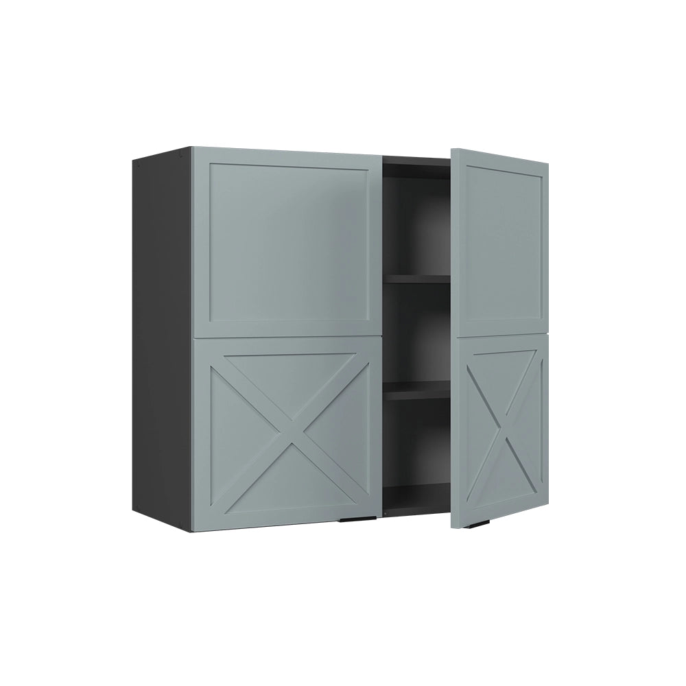 Vicco Mobile da cucina in vetro Blu-grigio chiaro 80 cm