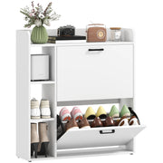 Scarpiera con 2 cassetti ¨C zephmum ¨C 83x24x90.5cm, bianco