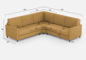 Divano Angolare 5 Posti 241x241x85 cm Karay in Tessuto Ocra
