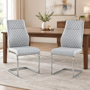 Set di 2 sedie da pranzo grigio chiaro con schienale alto