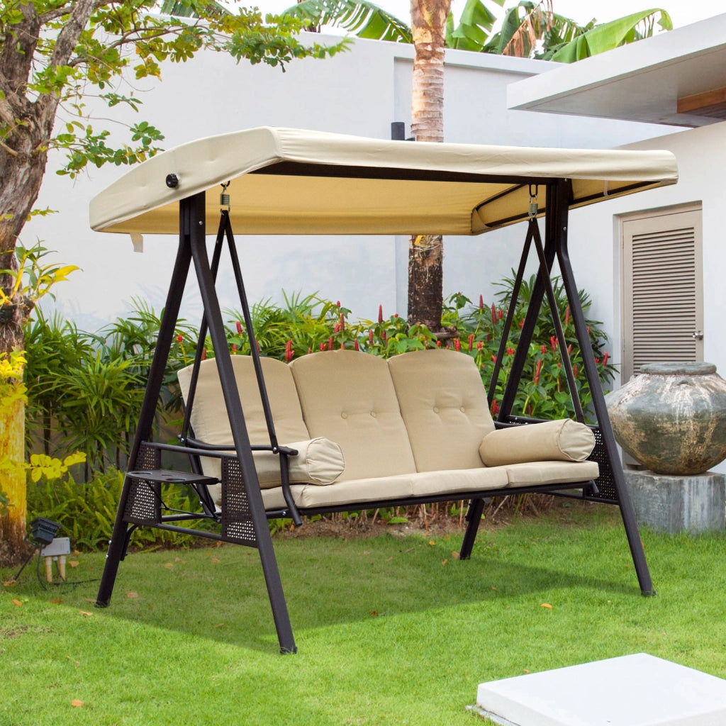 Dondolo da Giardino 3 Posti ¨C zephmum ¨C Metallo, Beige, 208x121x172 cm