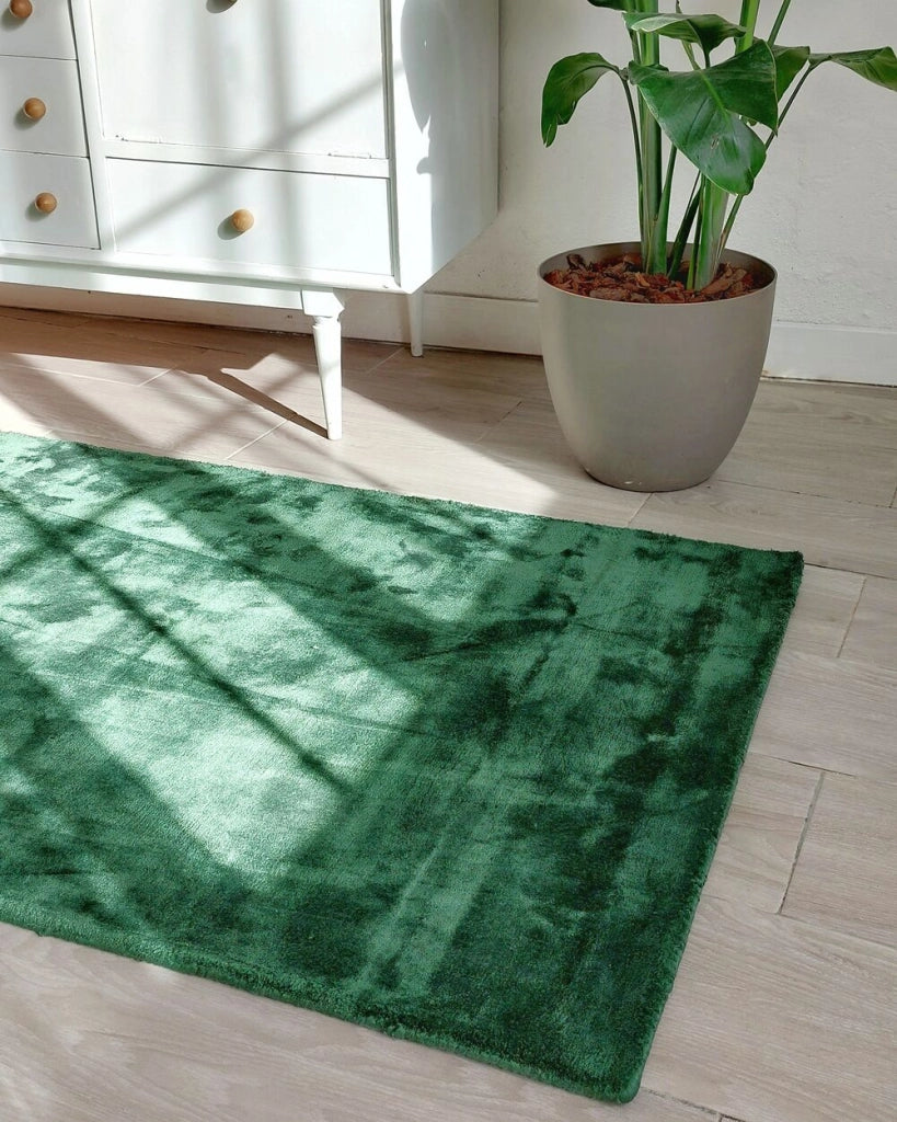 Tappeto tappetino Verde Viscosa 80 x 150 cm trapuntato pelo corto Moderno