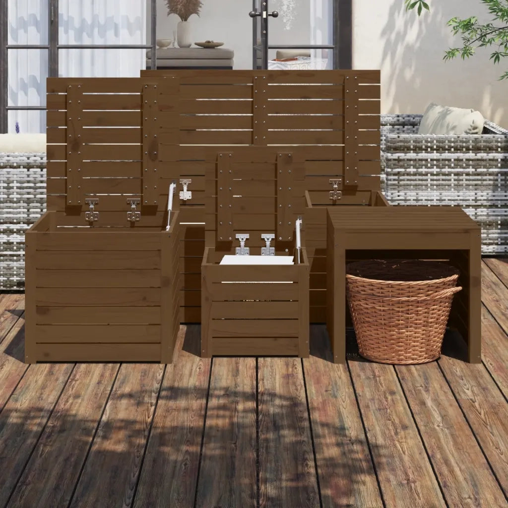 Set Cassette da Giardino 4 pz ambra in Legno Massello di Pino 3154669