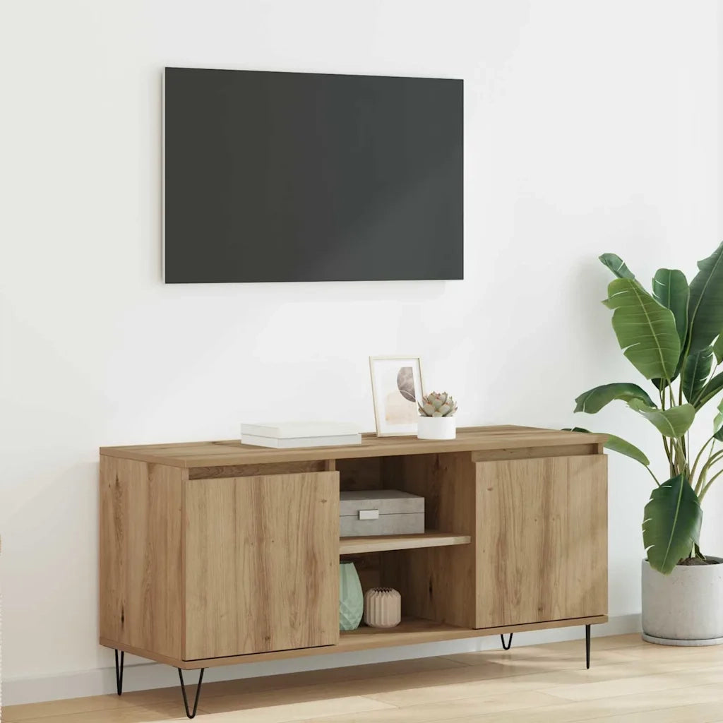 Mobile TV-Credenza per TV-Console TV Rovere artigianale 104 x 35 x 50 cm Legno multistrato 179746