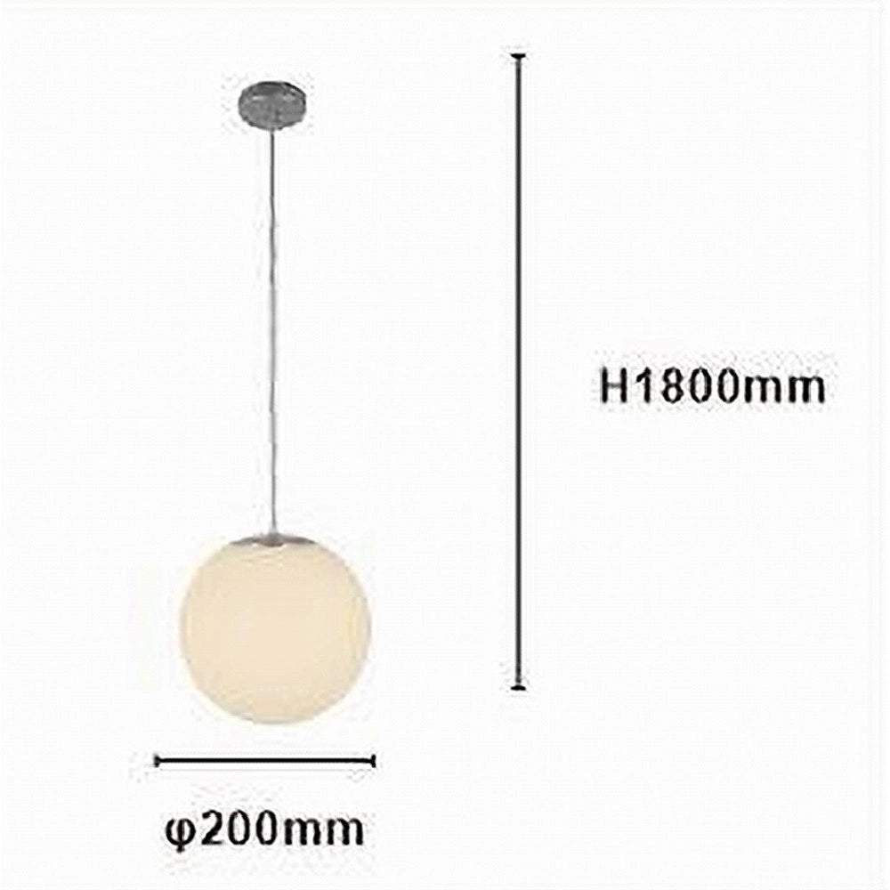 Trade Shop - Lampadario A Sospensione Argento Con Sfera Vetro Bianco Attacco E27 Minimal 33511 -