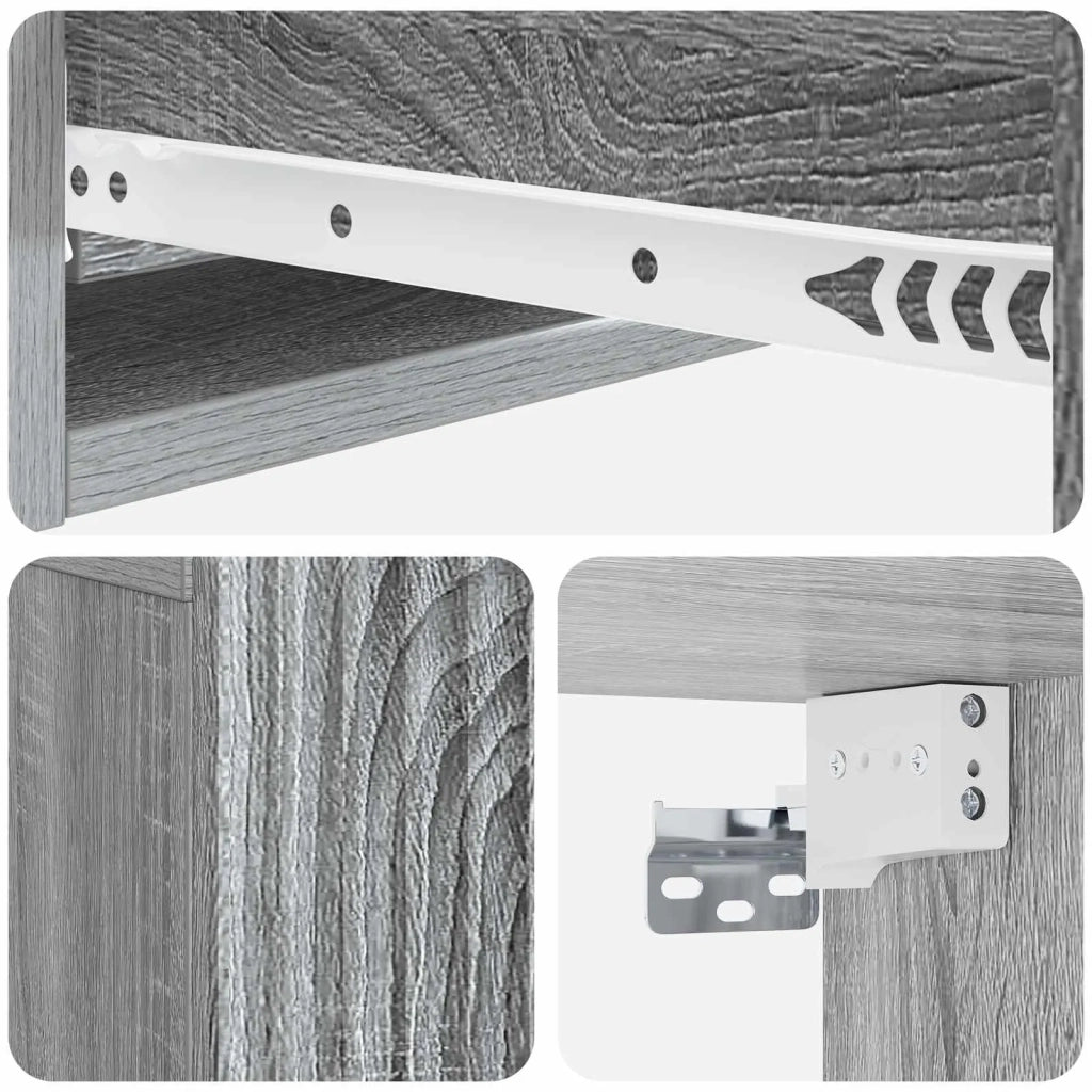 Tavolino da Parete Laterale Grigio Sonoma 59 x 34,5 x 17 cm