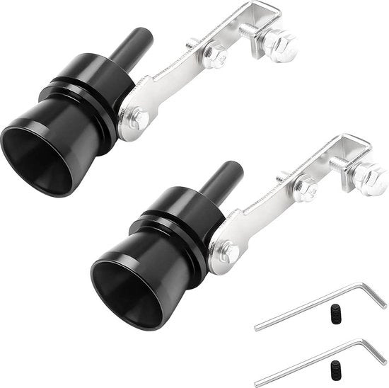 2 pezzi di scarico auto-turbogas in alluminio leggero - nero.