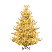 Albero artificiale preilluminato da 210cm luminosit¨¤ regolabile, Albero di natale innevato con rami articolati Verde-Alberi di Natale