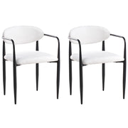 Set di 2 sedie da pranzo con rivestimento in poliestere bianco sporco e struttura in metallo in stile moderno del medio secolo