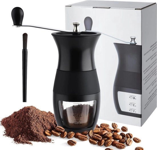 Molendello manuale per caffè espresso, regolabile, lavabile, con setaccio per caffè, colore nero, per uso domestico, ufficio e cucina